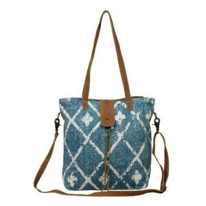 Myra Bag Handmade Beguile Shoulder Bag Upcycled Canvas & Cowhide Leather